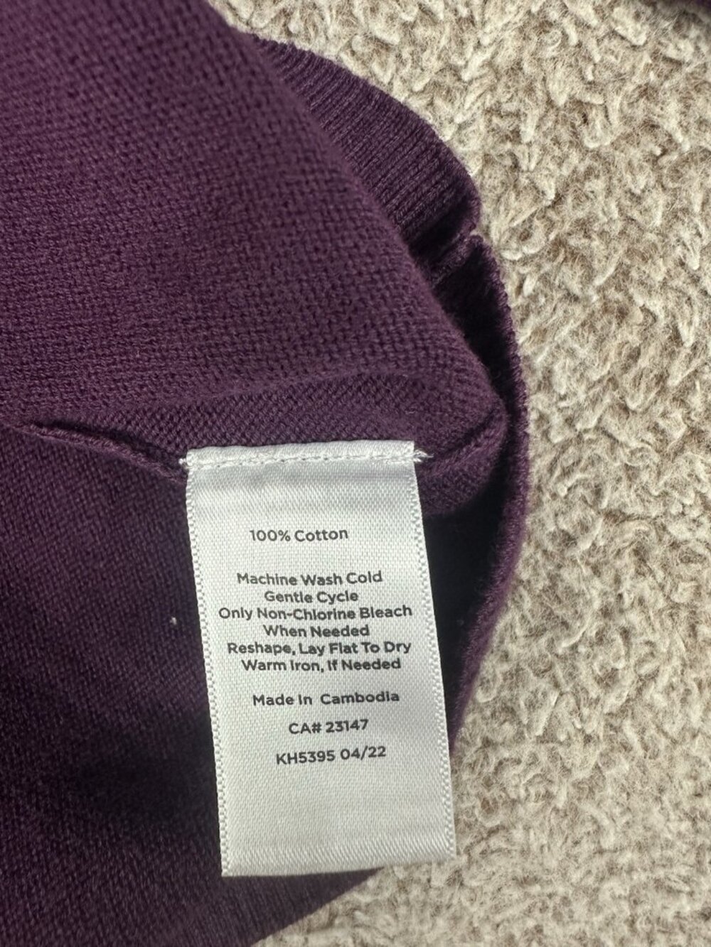 Talbots Factory Women's Plum Purple Fine Knit Cotton V-Neck Sweater XL New - Picture 8 of 9